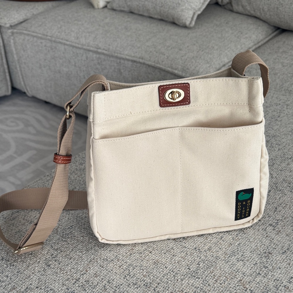 Beige Canvas Crossbody Bag